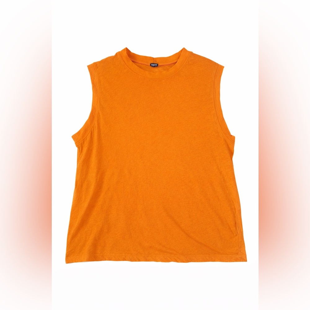 Monrow Orange Linen Blend Sleeveless Top Medium